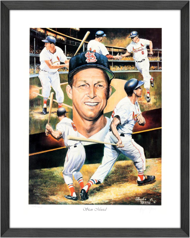 Stan Musial St. Louis Cardinals 24"x18" Lithograph Signed By Angelo Marino Custom Framing- LTD /1450