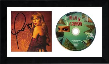 Taylor Swift 2025 The Life of a Showgirl CD Signed 4.75x4.75 Photo Art Card #3 w/ Heart 6.5x12 Custom Framing- Beckett Review