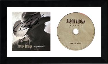 Jason Aldean signed 2026 Songs About Us 4.75x4.75 Art Card Insert/CD 6.5x12 Custom Framing- COA