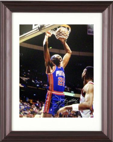 John Salley signed Detroit Pistons 8x10 Photo Custom Framing- Leaf Authentics Hologram
