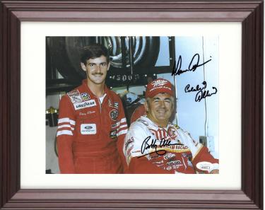 Bobby Allison/Donnie Allison/Eddie Allison triple signed NASCAR 8x10 Photo Custom Framing- JSA #DD32923 (w/ Davey Allison)