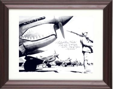 Robert Buster Keeton signed WWII Flying Tigers AVG P-40 Warhawk Pilot 8x10 Photo Custom Framing- JSA #AC92721- Flt Leader AVG 1941 & 42