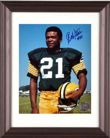 Bob Jeter signed Green Bay Packers NFL 8x10 Photo Custom Framing #21 minor dings- COA/Show Ticket