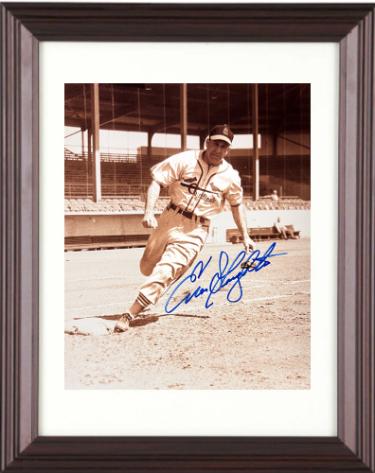 Enos Slaughter signed St. Louis Cardinals 8x10 Photo minor dings Custom Framing- COA (HOF)