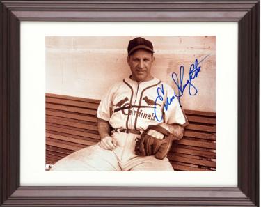 Enos Slaughter signed St. Louis Cardinals MLB 8x10 Photo minor dings Custom Framing- COA (HOF)