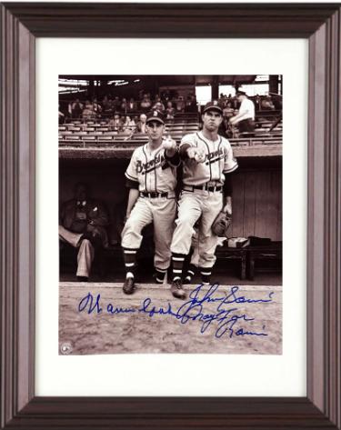 Warren Spahn & Johnny Sain dual signed Boston Braves 8x10 Photo Pray For Rain Custom Framing- Tuff Stuff COA