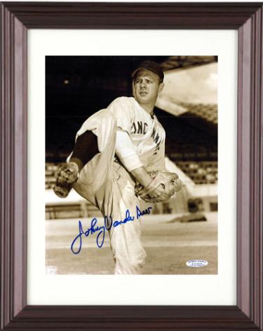 Johnny Vander Meer signed Cincinnati Reds MLB 8x10 Photo minor dings Custom Framing- Sports World Collectibles COA (4XAS)