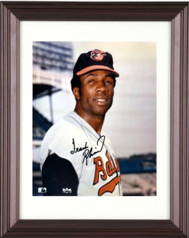 Frank Robinson signed Baltimore Orioles MLB Licensed 8x10 Photo Custom Framing- Tuff Stuff COA (HOF/TC)