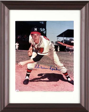 Warren Spahn signed Milwaukee Braves MLB 8x10 Photo imperfect Custom Framing- COA (HOF/1957 CY)