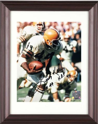 Leroy Kelly signed Cleveland Browns NFL 8x10 Photo #44/HOF 94 Custom Framing imperfect- COA