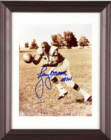 Lenny Moore signed Baltimore Colts NFL Sepia 8x10 Photo Custom Framing imperfect #24- COA (HOF)