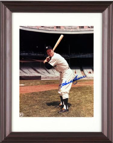 Hank Bauer signed New York Yankees MLB 8x10 Photo Custom Framing imperfect - COA (7X WS Champ)