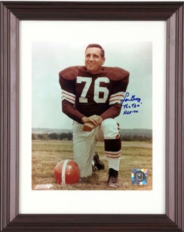 Lou Groza signed Cleveland Browns NFL 8x10 Photo Custom Framing w/ The Toe/HOF imperfect- COA