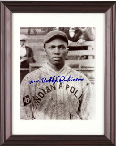 William Bobby Robinson signed Indianapolis ABCs Negro League 8x10 Photo Custom Framing imperfect- COA