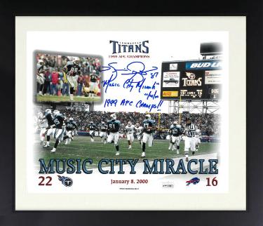 Music City Miracle w/ Kevin Dyson signed Titans 16X20 Photo Custom Framing- JSA- Music City Miracle/1/8/00/AFC/SB
