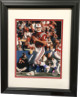 Steve Grogan signed New England Patriots 8X10 Photo Custom Black Wood Framing (red jersey passing)