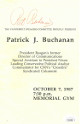 Patrick J Buchanan signed 1987 Vanderbilt Speaker Program- JSA Hologram #EE41590 (CNN's Crossfire/Reagan Comm. Director)