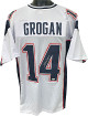Steve Grogan signed White TB Custom Stitched Pro Style Football Jersey XL- JSA Witnessed