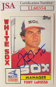 Tony LaRussa signed 1984 Topps Baseball Card #591- JSA #LL60354 (Chicago White Sox/On Card Auto)