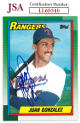 Juan Gonzalez signed 1990 Topps Baseball RC Card #331- JSA #LL60340 (Texas Rangers/On Card Auto/Rookie)