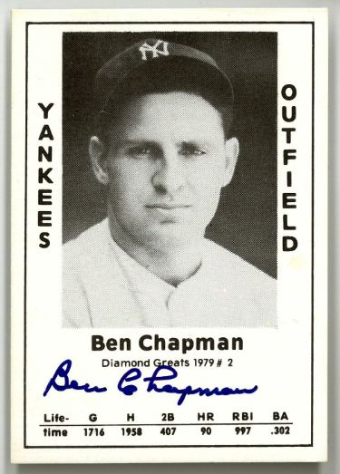 Ben Champan signed 1979 Diamond Greats Baseball Card #22- JSA #J74240 (On Card Auto-New York Yankees)