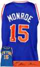 Earl Monroe signed New York Blue TB Custom Stitched Pro Style Basketball Jersey- PSA In The Presence