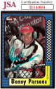 Benny Parsons signed NASCAR 1991 Maxx Charlotte Racing On Card Auto #231- JSA #II11004