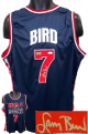 Larry Bird signed Team USA Navy TB Custom Stitched Basketball Jersey XL- JSA Witnessed