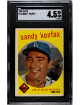 Sandy Koufax 1959 Topps Baseball Card #163- SGC Graded 4.5 VG-EX+ (Los Angeles Dodgers)