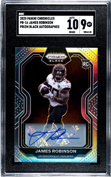 James Robinson signed 2020 Panini Chronicles Prizm Black Rookie Auto Card (RC) #PB-16- SGC Graded 9 Mint/10 Autograph (Jaguars)