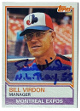 Bill Virdon signed 1983 Topps On Card Auto NL ROY 55 #516- COA (Expos Manager/2X WS Champ)