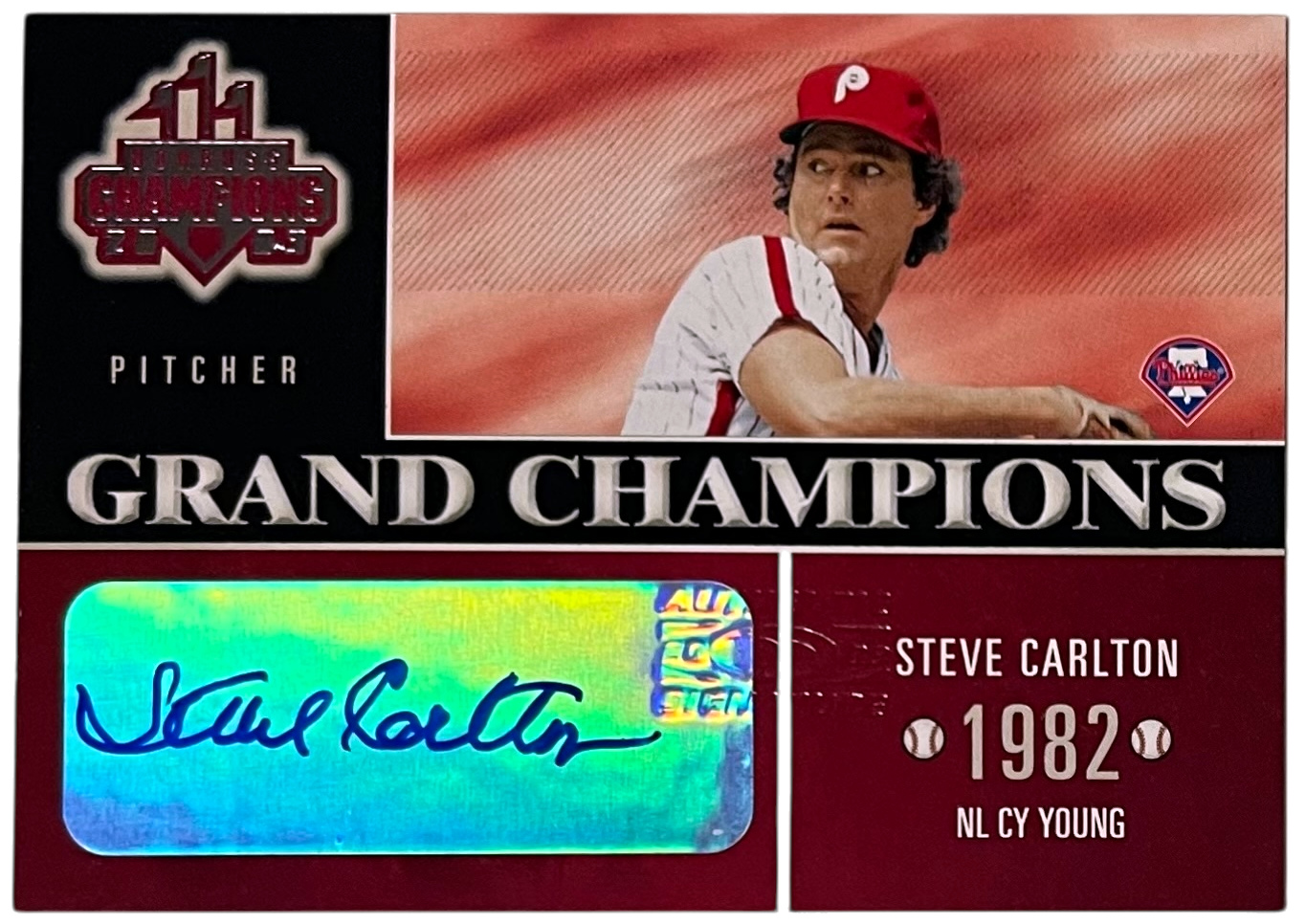 Steve Carlton signed 2003 Donruss Grand Champions Authentic Signatures Auto Card #GC-19 (Phillies/1982 CY)