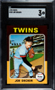 Joe Decker 1975 Topps Card #102- SGC Graded 3 VG (Minnesota Twins)