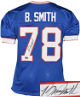 Bruce Smith signed Buffalo Blue Custom Stitched Pro Style Football Jersey XL- Beckett Witnessed