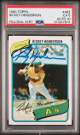 Rickey Henderson 1980 Topps Rookie Card RC #482 - PSA Graded 5/10 Auto (Oakland As/HOF)