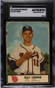 Ray Crone 1955 Johnston Cookies Card #12- SGC Slabbed Authentic (Minimum Size Not Met/Milwaukee Braves)