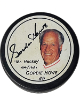 Gordie Howe signed Mr. Hockey #9 Logo Puck- /1946 imperfect- COA