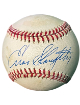 Enos Slaughter signed RONL Rawlings Official National League Baseball toned- COA (HOF)