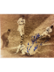 Enos Slaughter signed St. Louis Cardinals Mad Dash World Series MLB Vintage Sepia Tone 8x10 Photo Oct 15, 46 imperfect- COA