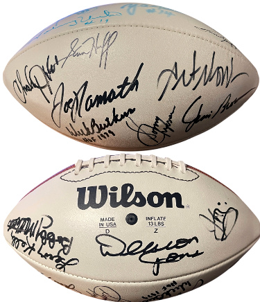 HOF Legends Signed OFC Wilson NFL WP Leather Football Tagliabue 17 Sigs Beckett Namath/Jim Brown/Riggins/Monk/Gibbs/Unitas