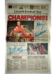 Nebraska Cornhuskers Lincoln Journal Star Newspaper signed by 4- Cory Schlesinger/Ed Stewart/Rob Zatechka/Zach Wiegert imperfect