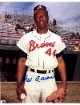 Hank Aaron signed Atlanta Braves MLB Licensed Vintage 8x10 Photo imperfect- Tuff Stuff COA/Show Ticket (HOF)