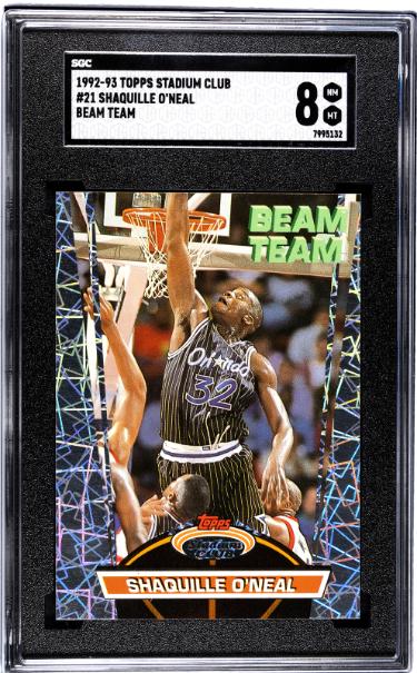 Shaquille O'Neal 1992-93 Topps Stadium Club Beam Team Rookie (RC) Card #21- SGC Graded 8 NM-MT (Orlando Magic/HOF)