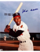 Hank Aaron signed Milwaukee Braves MLB 8x10 Photo minor dings- Tuff Stuff COA (HOF)