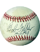 Bob Feller signed Official Rawlings American League Baseball HOF 62 toned- COA (Cleveland)