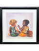 1993 Baby Sports Lets Play 16x16 Print- Magic Johnson/Larry Bird Custom Framing- by Kenneth Gatewood (overall size 23x23)