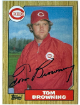 Tom Browning signed 1987 Topps On Card Auto #65- COA (Cincinnati Reds)