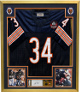 Walter Payton Signed PSA Slab Cut Chicago Bears NFL HOF Jersey/Photos/Pins Custom Framing Display 32x36