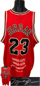 Michael Jordan signed Chicago Bulls Nike Red Stat Jersey 6X NBA Champ LTD 123- Upper Deck Authenticated/Size 50