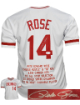 Pete Rose signed Cincinnati Custom Stitched TB Embroidered Stat Pro Style Jersey XL- JSA Witnessed (HIT KING/4256)